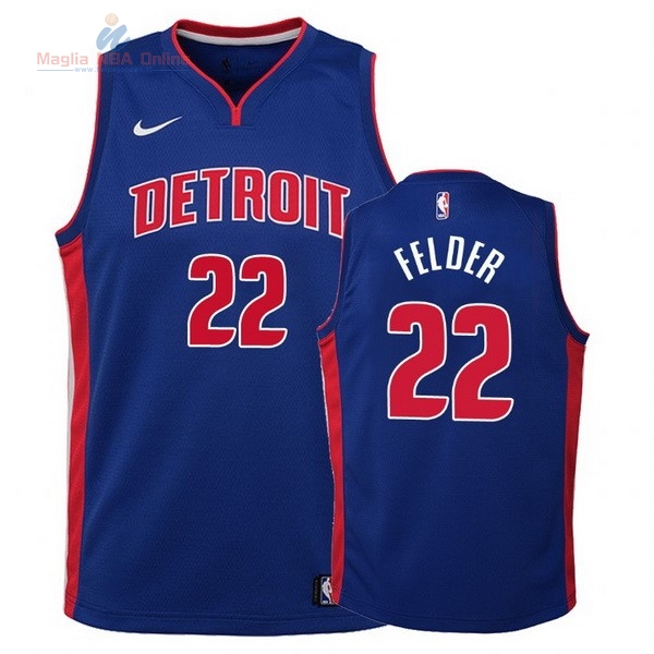 Acquista Maglia NBA Bambino Detroit Pistons #22 Kay Felder Blu Icon