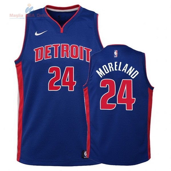 Acquista Maglia NBA Bambino Detroit Pistons #24 Eric Moreland Blu Icon