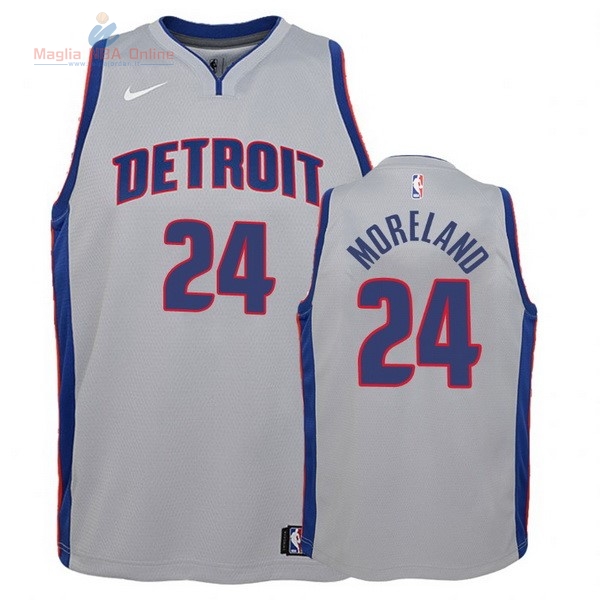 Acquista Maglia NBA Bambino Detroit Pistons #24 Eric Moreland Grigio Statement