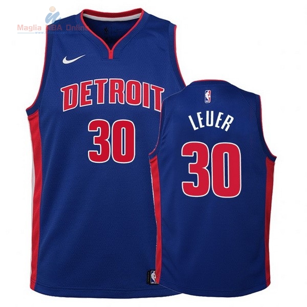 Acquista Maglia NBA Bambino Detroit Pistons #30 Jon Leuer Blu Icon