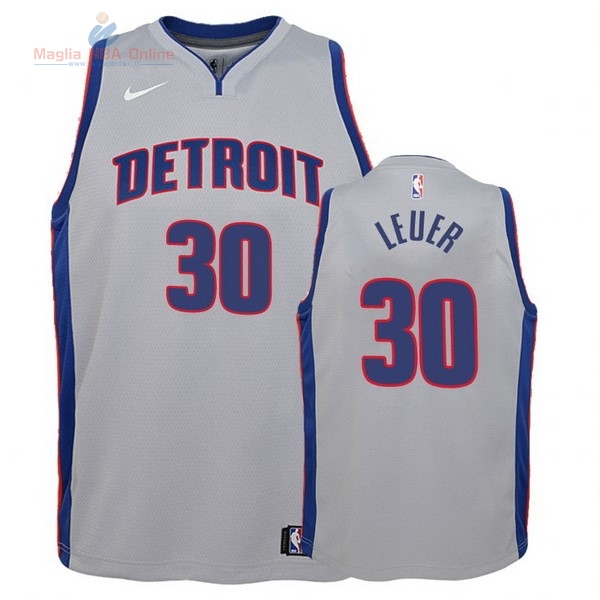 Acquista Maglia NBA Bambino Detroit Pistons #30 Jon Leuer Grigio Statement