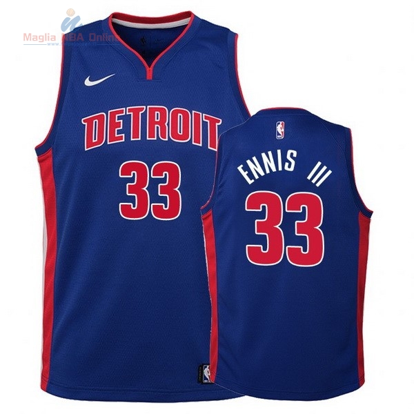 Acquista Maglia NBA Bambino Detroit Pistons #33 James Ennis III Blu Icon