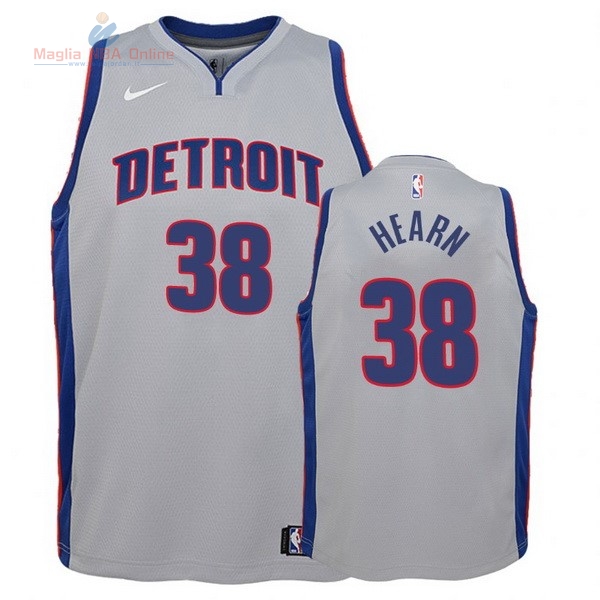 Acquista Maglia NBA Bambino Detroit Pistons #38 Reggie Hearn Grigio Statement