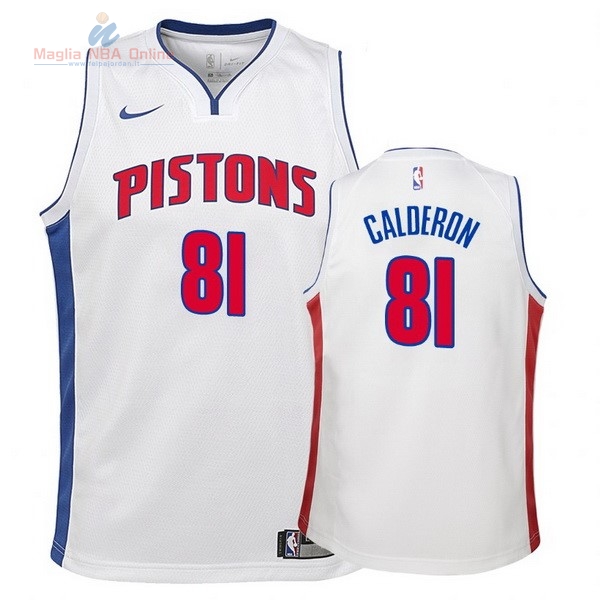 Acquista Maglia NBA Bambino Detroit Pistons #81 Jose Calderon Bianco Association