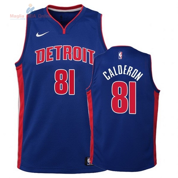 Acquista Maglia NBA Bambino Detroit Pistons #81 Jose Calderon Blu Icon
