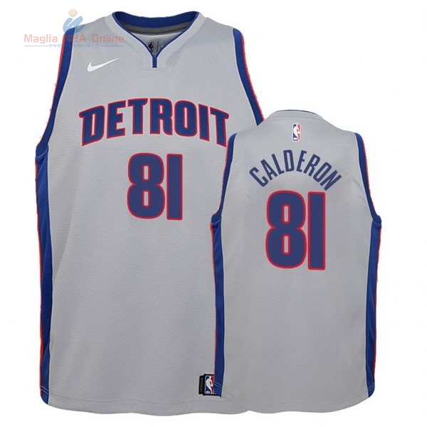 Acquista Maglia NBA Bambino Detroit Pistons #81 Jose Calderon Grigio Statement