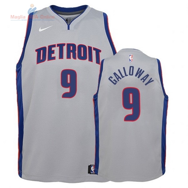 Acquista Maglia NBA Bambino Detroit Pistons #9 Langston Galloway Grigio Statement