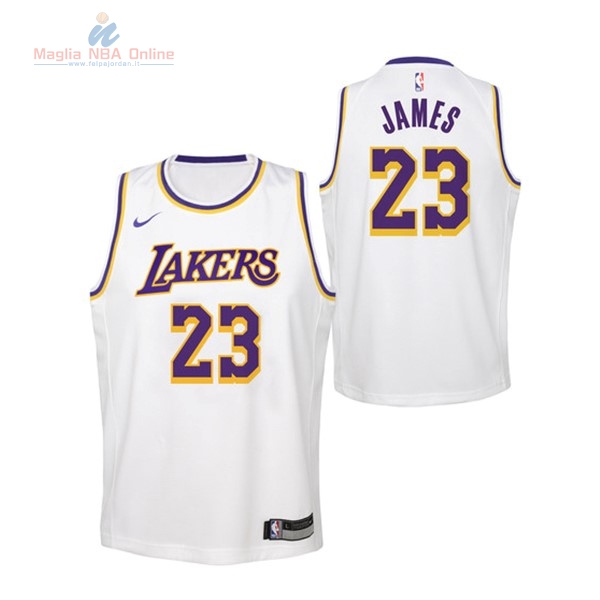 Acquista Maglia NBA Bambino Los Angeles Lakers #23 Lebron James Bianco Association 2018-19