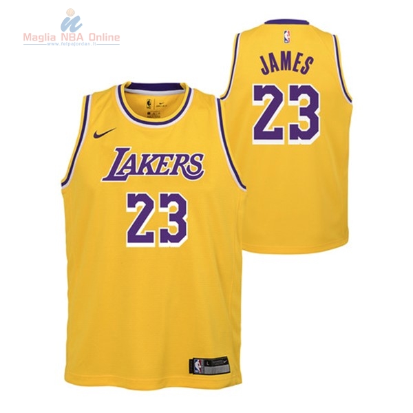 Acquista Maglia NBA Bambino Los Angeles Lakers #23 Lebron James Giallo Icon 2018-19