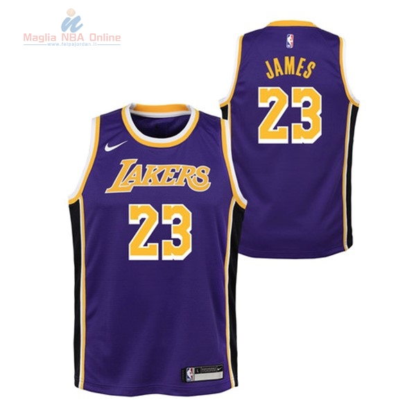 Acquista Maglia NBA Bambino Los Angeles Lakers #23 Lebron James Porpora Statement 2018-19