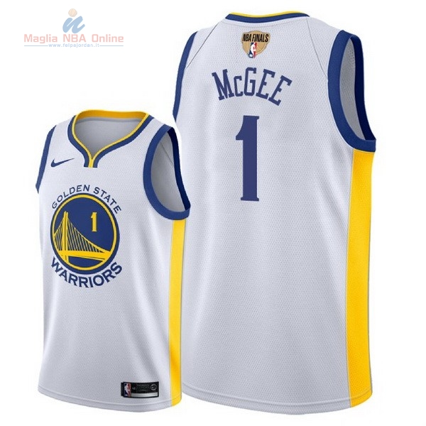 Acquista Maglia NBA Golden State Warriors 2018 Campionato Finali #1 JaVale McGee Bianco