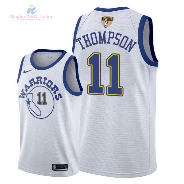 Acquista Maglia NBA Golden State Warriors 2018 Campionato Finali #11 Klay Thompson Retro Bianco