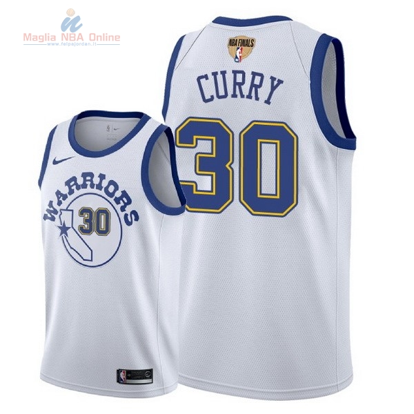 Acquista Maglia NBA Golden State Warriors 2018 Campionato Finali #30 Stephen Curry Retro Bianco