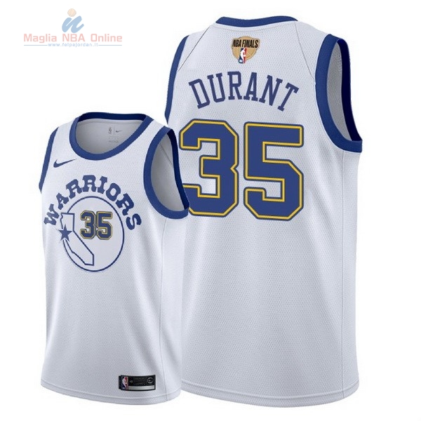 Acquista Maglia NBA Golden State Warriors 2018 Campionato Finali #35 Kevin Durant Retro Bianco