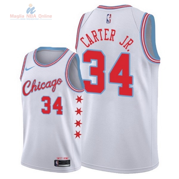 Acquista Maglia NBA Nike Chicago Bulls #34 Wendell Carter Jr Nike Bianco Città 2018