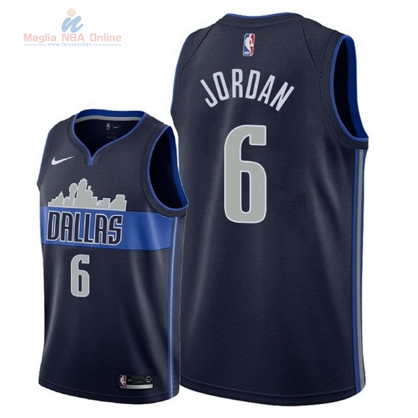 Acquista Maglia NBA Nike Dallas Mavericks #6 DeAndre Jordan Nero Statement 2018