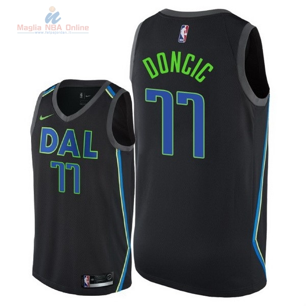 Acquista Maglia NBA Nike Dallas Mavericks #77 Luka Doncic Nike Nero Città 2018