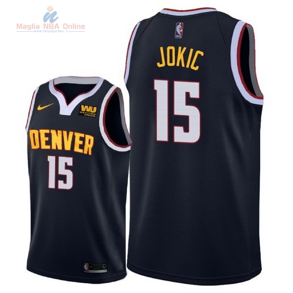 Acquista Maglia NBA Nike Denver Nuggets #15 Nikola Jokic Marino Icon 2018