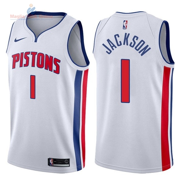 Acquista Maglia NBA Nike Detroit Pistons #1 Reggie Jackson Bianco Association 2017-18