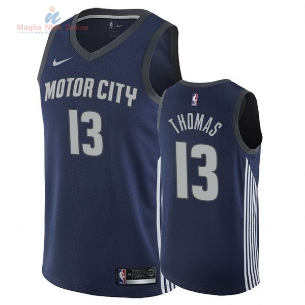 Acquista Maglia NBA Nike Detroit Pistons #13 Khyri Thomas Nike Marino Città 2017-18