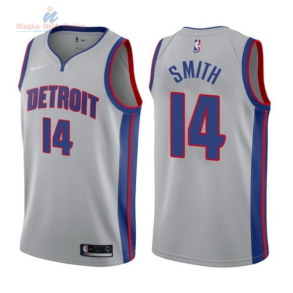 Acquista Maglia NBA Nike Detroit Pistons #14 Ish Smith Grigio Statement 2017-18