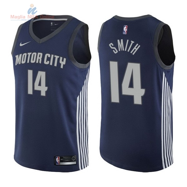 Acquista Maglia NBA Nike Detroit Pistons #14 Ish Smith Nike Marino Città 2017-18