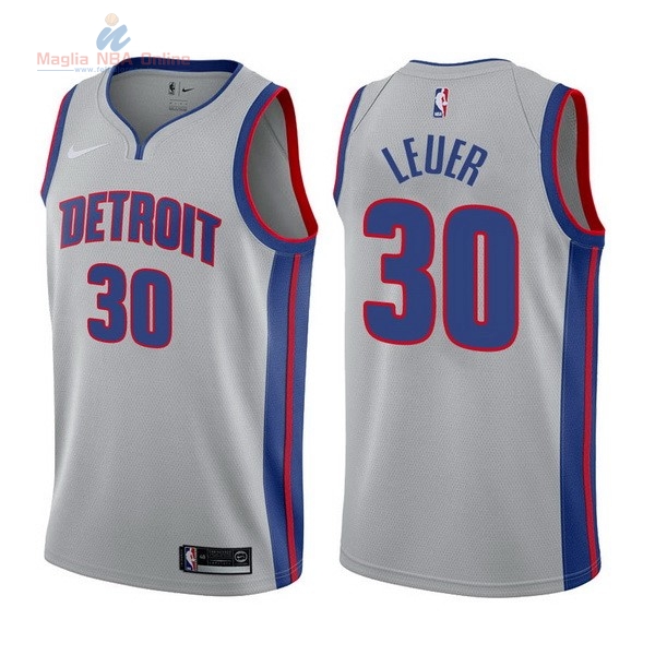 Acquista Maglia NBA Nike Detroit Pistons #30 Jon Leuer Grigio Statement 2017-18