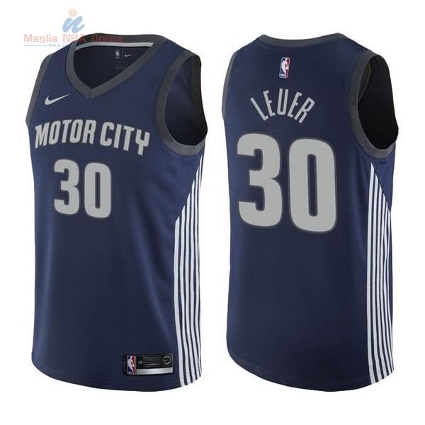 Acquista Maglia NBA Nike Detroit Pistons #30 Jon Leuer Nike Marino Città 2017-18