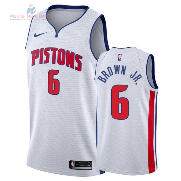 Acquista Maglia NBA Nike Detroit Pistons #6 Bruce Brown Jr Bianco Association 2017-18