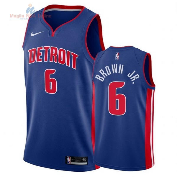 Acquista Maglia NBA Nike Detroit Pistons #6 Bruce Brown Jr Blu Icon 2017-18