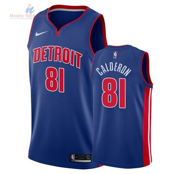 Acquista Maglia NBA Nike Detroit Pistons #81 Jose Calderon Blu Icon 2017-18