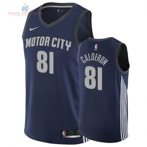 Acquista Maglia NBA Nike Detroit Pistons #81 Jose Calderon Nike Marino Città 2017-18