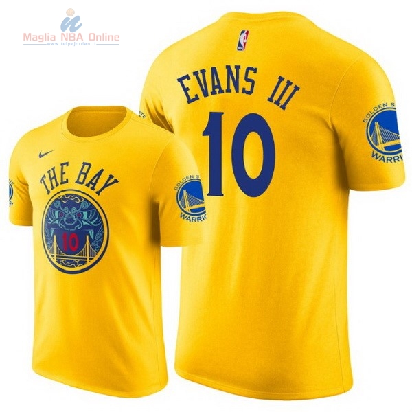 Acquista Maglia NBA Nike Golden State Warriors Manica Corta #10 Jacob Evans III Giallo 2018