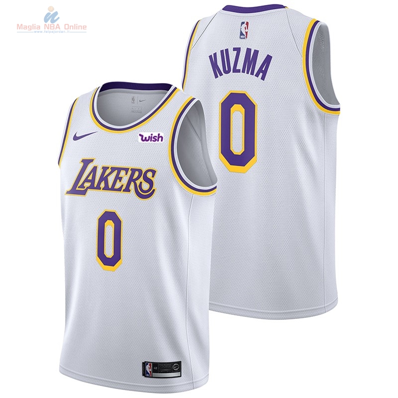 Acquista Maglia NBA Nike Los Angeles Lakers #0 Kyle Kuzma Bianco 2018-19