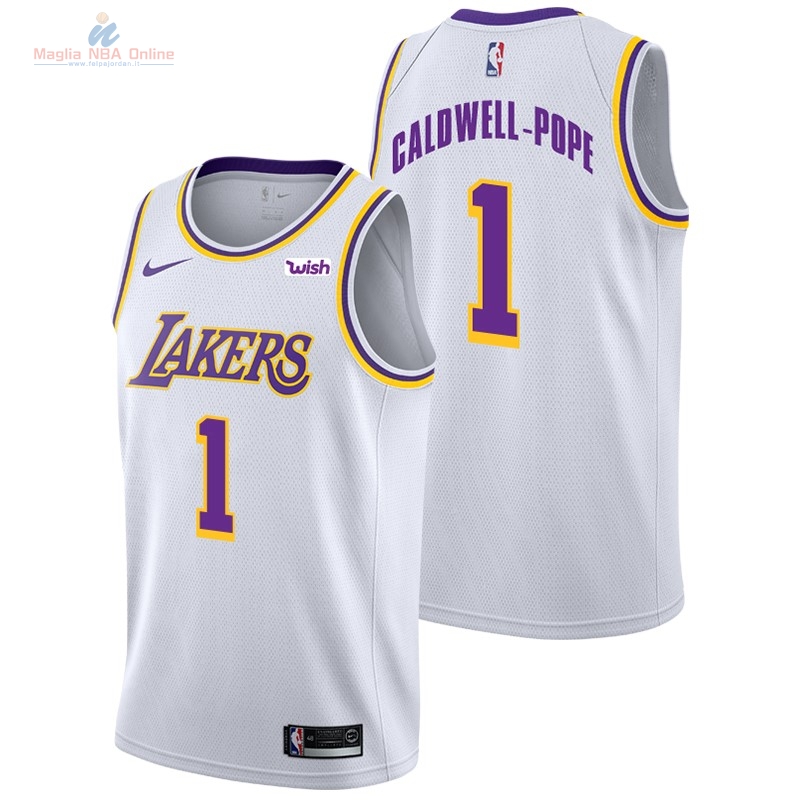 Acquista Maglia NBA Nike Los Angeles Lakers #1 Kentavious Caldwell Pope Bianco 2018-19