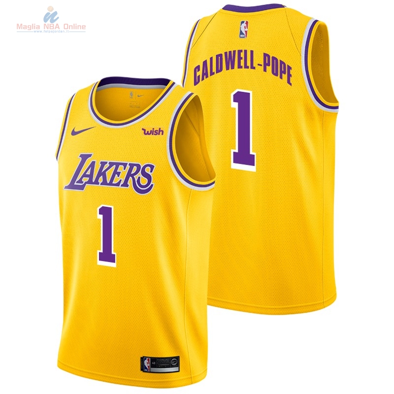 Acquista Maglia NBA Nike Los Angeles Lakers #1 Kentavious Caldwell Pope Giallo 2018-19