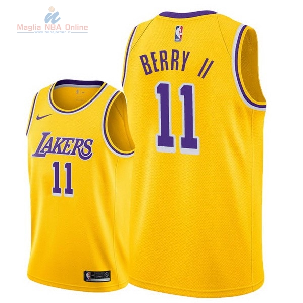 Acquista Maglia NBA Nike Los Angeles Lakers #11 Joel Berry II Giallo Icon 2018-19