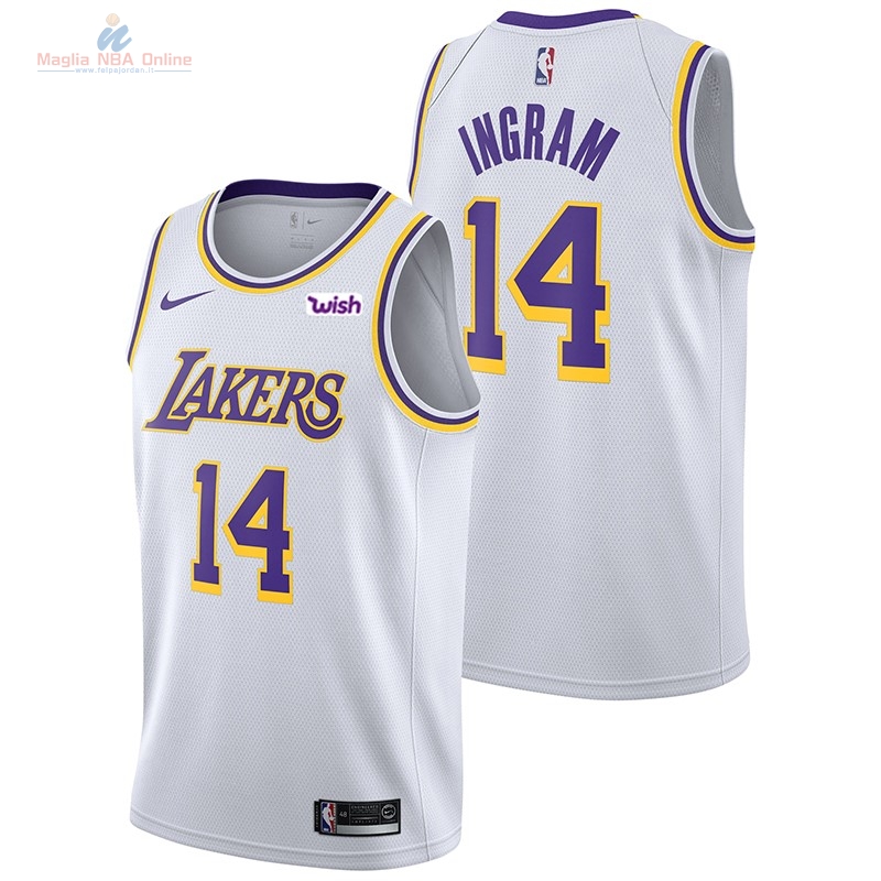 Acquista Maglia NBA Nike Los Angeles Lakers #14 Brandon Ingram Bianco 2018-19