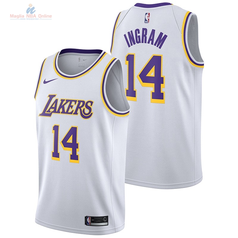 Acquista Maglia NBA Nike Los Angeles Lakers #14 Brandon Ingram Bianco Association 2018-19