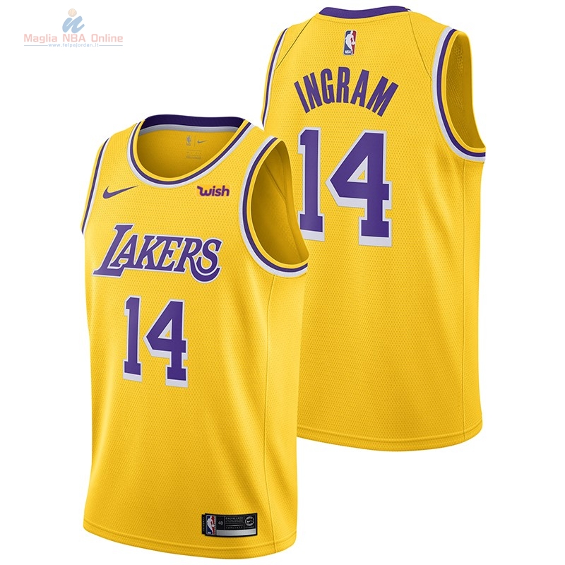 Acquista Maglia NBA Nike Los Angeles Lakers #14 Brandon Ingram Giallo 2018-19