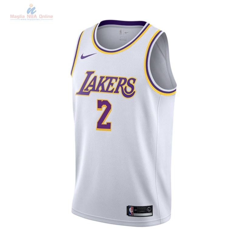 Acquista Maglia NBA Nike Los Angeles Lakers #2 Lonzo Ball Bianco Association 2018-19