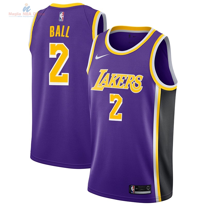 Acquista Maglia NBA Nike Los Angeles Lakers #2 Lonzo Ball Porpora Statement 2018-19