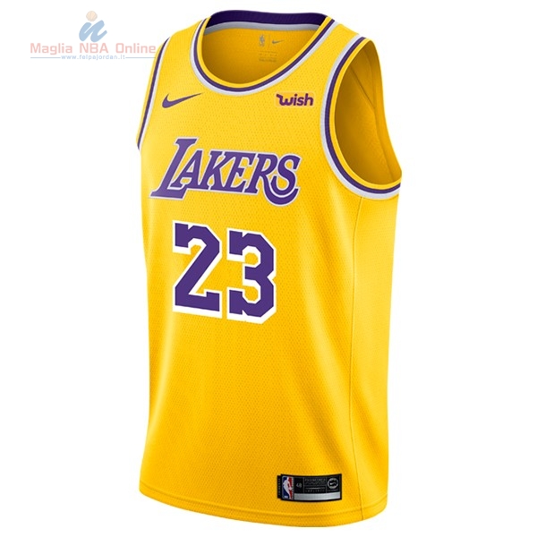 Acquista Maglia NBA Nike Los Angeles Lakers #23 Lebron James Giallo 2018-19