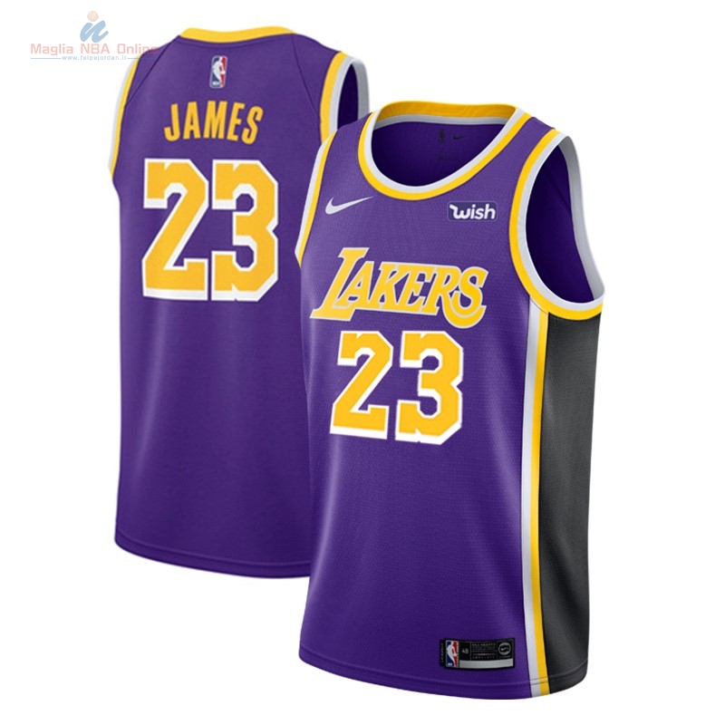 Acquista Maglia NBA Nike Los Angeles Lakers #23 Lebron James Porpora 2018-19