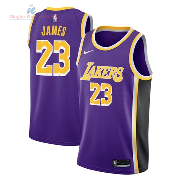 Acquista Maglia NBA Nike Los Angeles Lakers #23 Lebron James Porpora Statement 2018-19