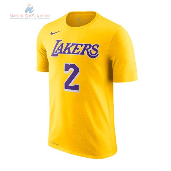 Acquista Maglia NBA Nike Los Angeles Lakers Manica Corta #2 Lonzo Ball Giallo Icon 2018-19
