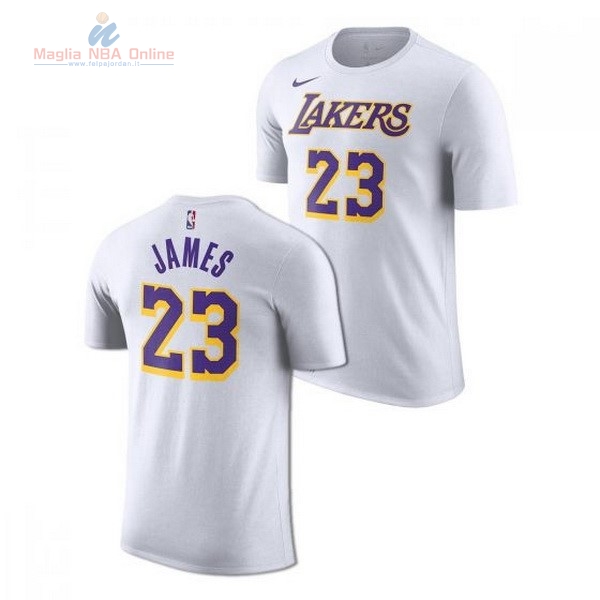 Acquista Maglia NBA Nike Los Angeles Lakers Manica Corta #23 Lebron James Bianco Association 2018-19