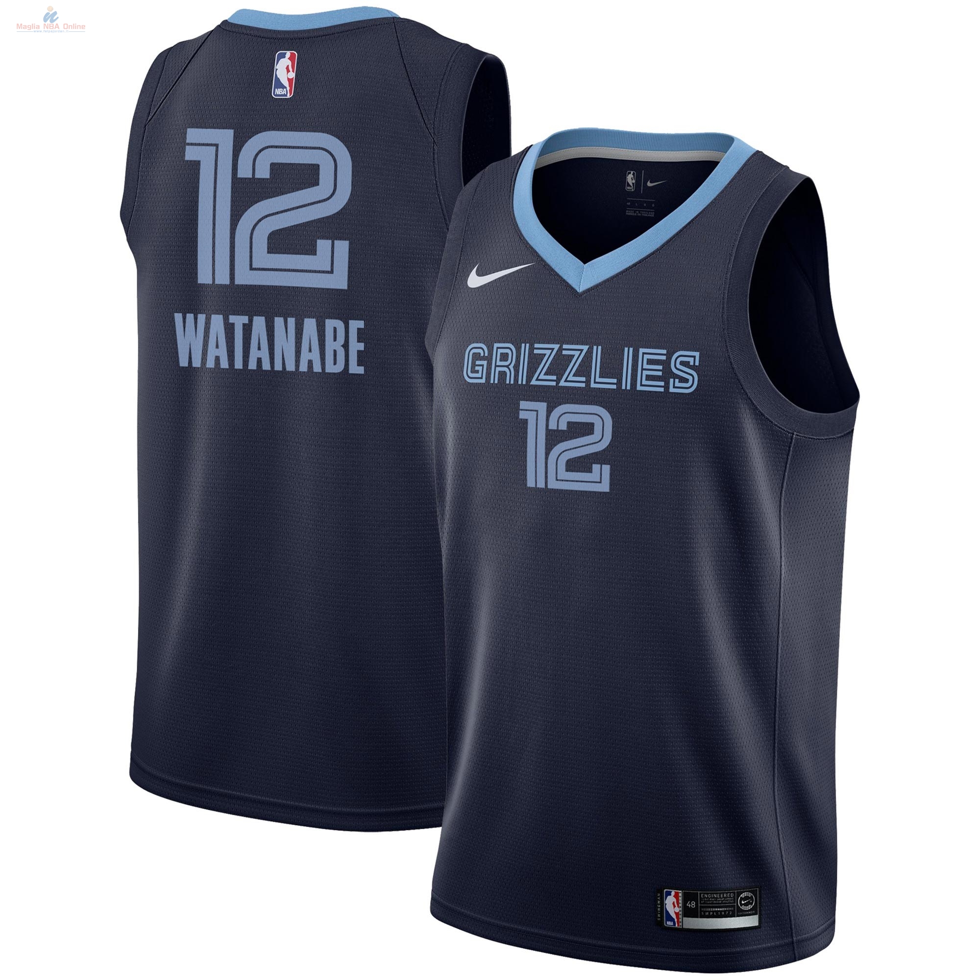 Acquista Maglia NBA Nike Memphis Grizzlies #12 Yuta Watanabe Marino Icon 2018-19