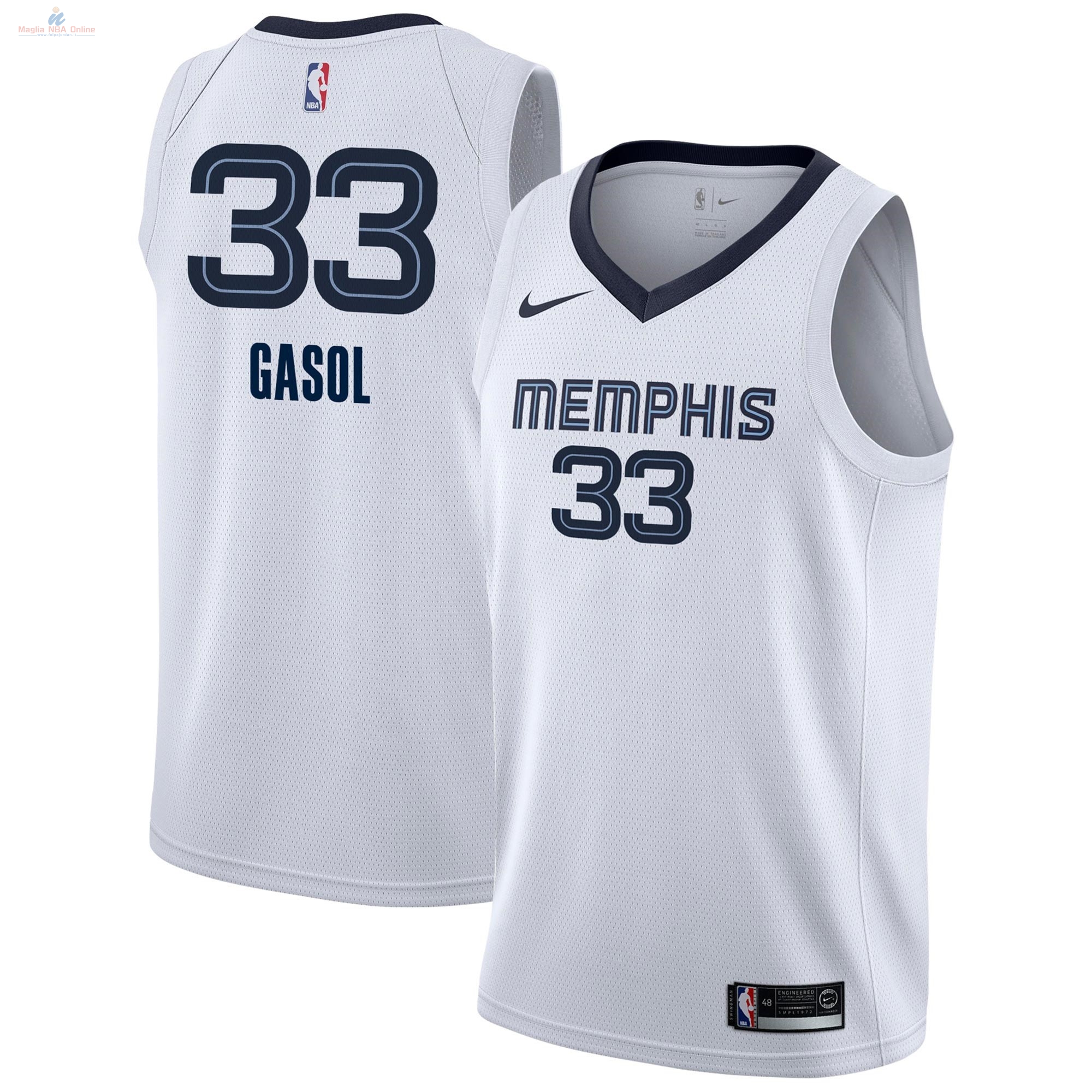Acquista Maglia NBA Nike Memphis Grizzlies #33 Marc Gasol Bianco Association 2018-19