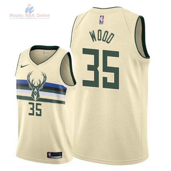 Acquista Maglia NBA Nike Milwaukee Bucks #35 Christian Wood Nike Crema Città 2018